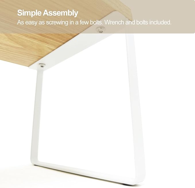 Mitus Shelf Organizer and Storage, Stackable Tiered Wood Cabinet Rack for Countertops, Desktops, Cabinets (Set of 2) 16" Wide Natural Oak and White