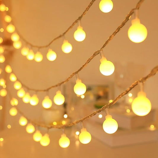 Globe String Lights for Bedroom, 49 Feet 100 LED Fairy Lights Plug in, 8 Modes Warm White Christmas String Lights for Indoor Outdoor Patio Party Garden Wedding Christmas Tree Decor