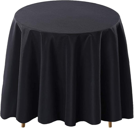 Surmente Black Tablecloth for Round Tables, 70-inch Round Table Cloths for Weddings, Banquets, or Restaurants