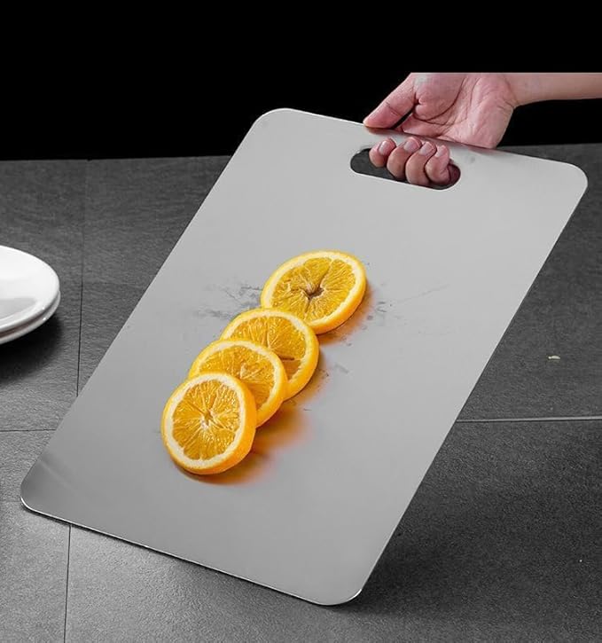 Titanium Cutting Board, New Titanium Cutting Board, Top, 100% Pure Titanium Cutting Boards for Kitchen, Healthy Premium Dual-Sided Chopping Board for Fruit, Meat, Vegetable. (Medium - 14" x 10")
