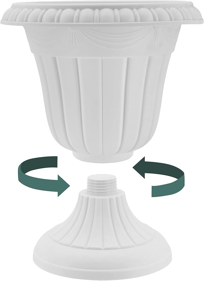 PL10BG Classic Traditional Plastic Urn Planter Indoor/Outdoor 15" x 13", Beige