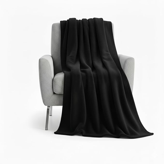 50x60 Throw Blankets, Ultra Soft Hypoallergenic Fleece Fall Throw Blanket for Livingroom, Couch, Chair, Bed, Black