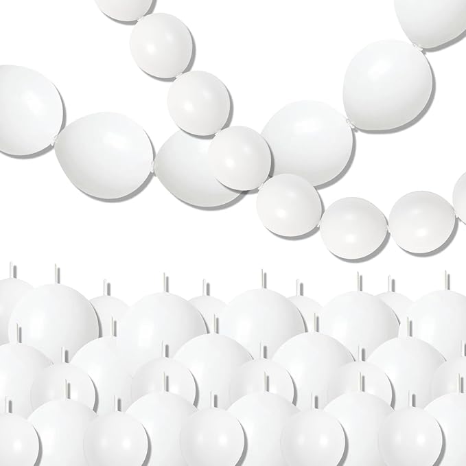 White Quick Link Balloons, 120PCS Linking Balloons for Making Balloon Wall Balloon Arch Balloon Chains, Pearl Balloons for Wedding Birthday Baby Shower Graduation Grad Party Decorations (6+10inch)