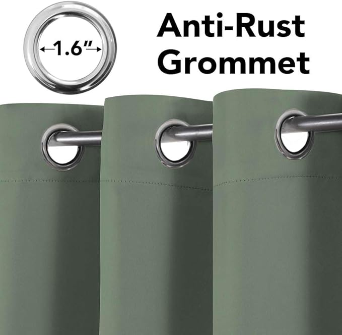 H.VERSAILTEX Room Darkening Curtains for Living Room Light Reducing Thermal Insulated Window Treatment Panels/Drapes Grommet Top 2 Panels Green Bay - 52 x 84 Inches