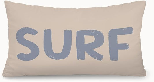Coastal Beach Surf Room Decor 12x20 Pillow Cover, Nautical Coastal Beach Retro Surf Decorative Lumbar Pillow Covers for Girls Boys Bedroom College Dorm Sofa Couch