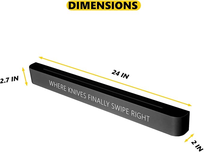 Magnetic Knife Holder, Knife Magnetic Strip for Wall 24 Inch, Magnetic Knife Block, Under Cabinet Magnetic Knives Bar, Knife Rack for Kitchen Utensil Storage Organizer(Black)