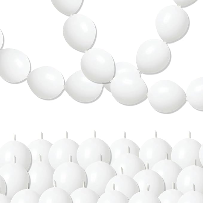 White Quick Link Balloons - 100PCS Linking Balloons for Wedding, Birthday, Baby Shower, Engagement, Graduation Party Decorations (10inch)