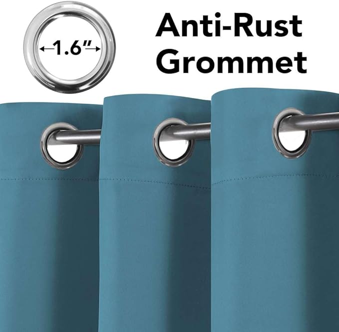 H.VERSAILTEX Ultra Soft Microfiber Thermal Insulated Antique Copper Grommet Blackout Curtains/Window Treatment Draperies 52 by 72 - Inch for Living Room/Bedroom,Set of 2 - Storm Blue