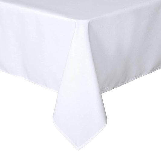 sancua Rectangle Tablecloth - 70 x 90 Inch - Stain and Wrinkle Resistant Washable Polyester Table Cloth, Decorative Fabric Table Cover for Dining Tables, Buffet Parties and Camping, White