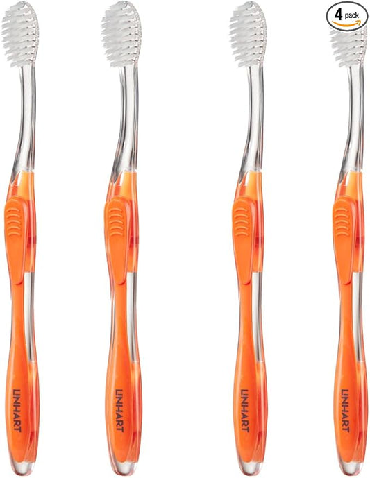 LINHART Extra Soft Toothbrush – Teeth Whitening Toothbrush with Multi Length Bristles, 4 Pack