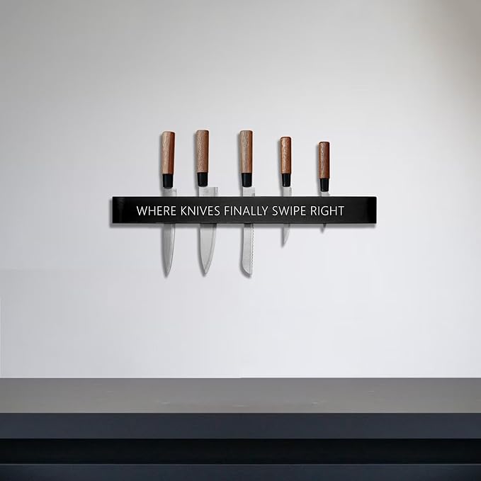 Magnetic Knife Holder, Knife Magnetic Strip for Wall 24 Inch, Magnetic Knife Block, Under Cabinet Magnetic Knives Bar, Knife Rack for Kitchen Utensil Storage Organizer(Black)