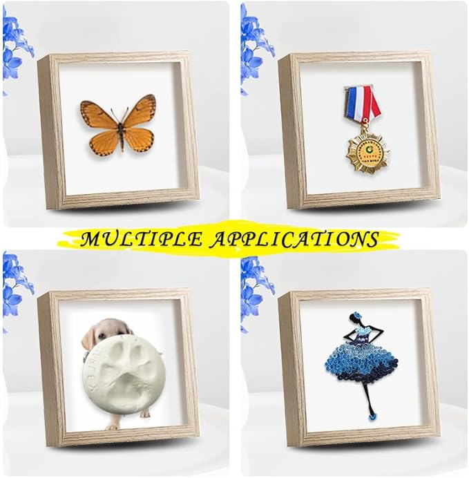 5x5 Small Shadow Box Frame , Display Case Box for Memorabilia, Medal, Wedding Memories, Crafts, Tickets and Photos, Picture Frame for Wall and Tabletop (6Packs-Natural Gray, 5x5)