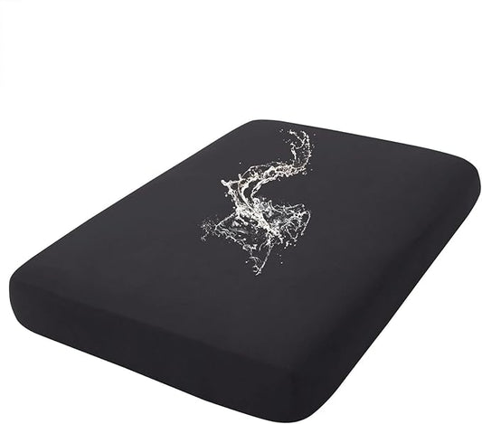 hyha Waterproof Couch Cushion Covers, Stretch Sofa Couch Seat Slipcover for Dog Washable, Non-Slip Waterproof Outdoor Cushion Covers for Patio Furniture Replacement (1 Piece for Medium, Black)