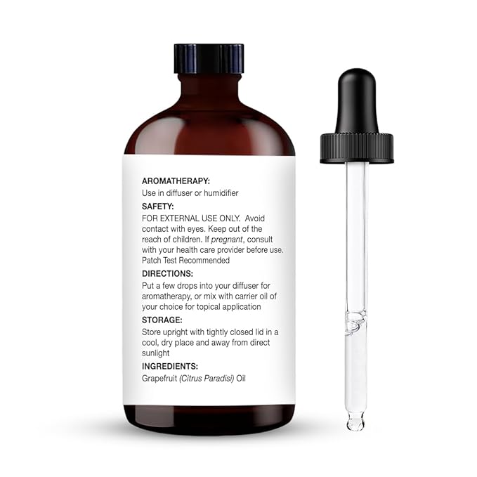 Majestic Pure Grapefruit Essential Oil with Glass Dropper - Huge 4 Fl Oz - 100% Pure and Natural Grapefruit Oil - Premium Grade Essential Oils for Diffuser, Aromatherapy, Soap and Candle Making
