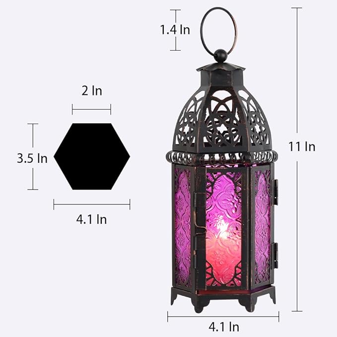 NEEDOMO Halloween Decorations,11'' Moroccan Lanterns Decorative Indoor & Outdoor, Vintage Christmas Candle Holder, Metal Lanterns Decorative, Table, Patio, Porch, Shelf, Christmas Spring Home Decor