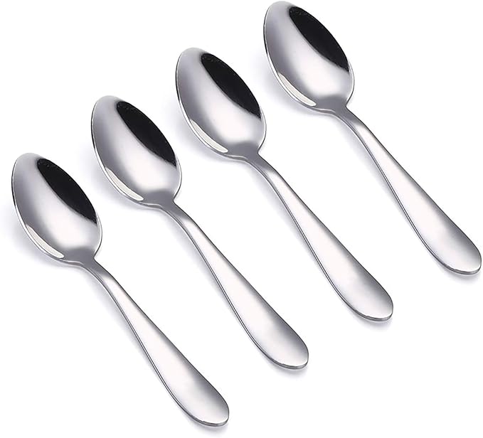 VANRA 4-Piece Children Spoons Stainless Steel Kids Dinner Spoons Child Silver Cutlery Set 5.6-inch (4 spoons)