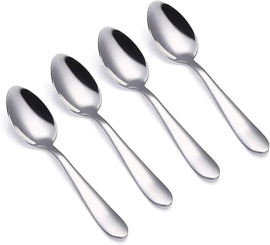 VANRA 4-Piece Children Spoons Stainless Steel Kids Dinner Spoons Child Silver Cutlery Set 5.6-inch (4 spoons)