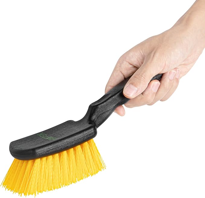 Restaurantware-Clean Tek Professional 10.24 Inch Utility Brush, 1 Heavy-Duty Scrub Brush - Plastic Bristles, Ergonomic Handle, Black Plastic Cleaning Scrub, Ideal for Indoor and Outdoor Cleaning