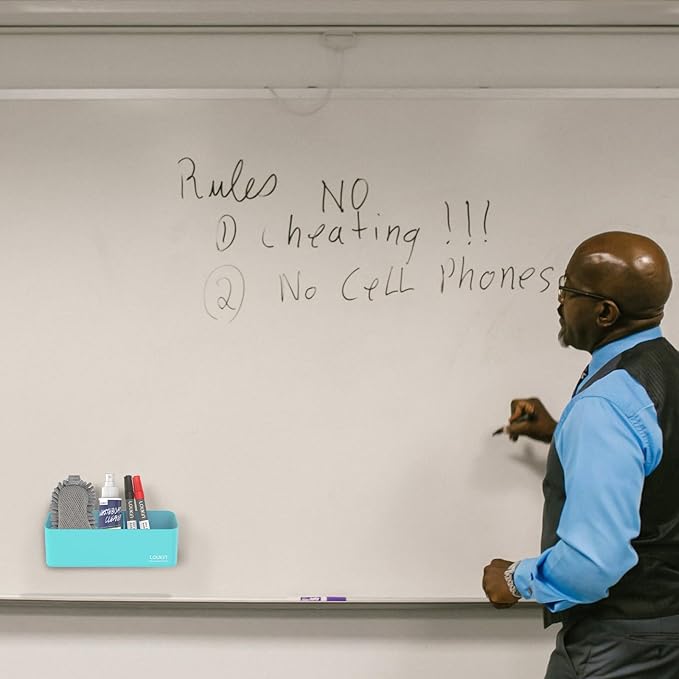 loukin Magnetic and Adhesive Marker Holder, Dry Erase Accessory Tray, Magnetic Storage Organizer for Whiteboard, Glass or Refrigerators (Sky Blue)