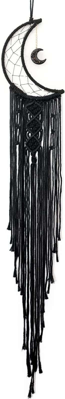 MOONFLY Black Moon Dream Catcher with Handmade Woven Cotton Dream Catchers Boho Macrame Wall Hanging Home Decoration Ornament Craft Gift (Black Moon)