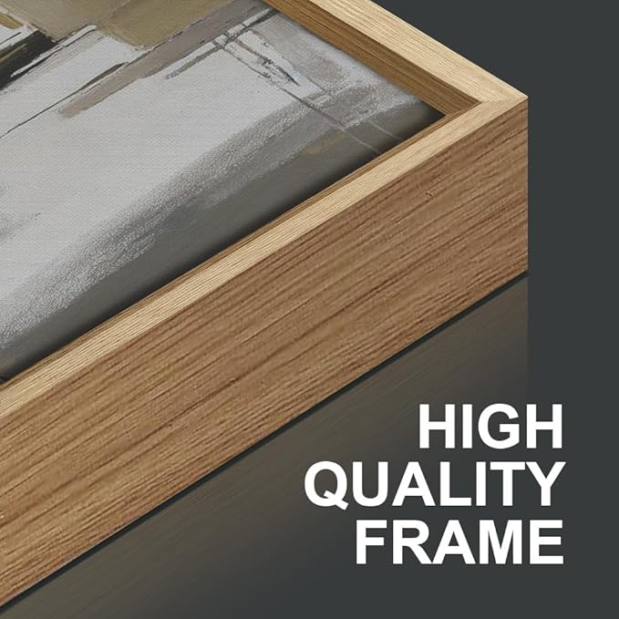 SIGNINART Beige Abstract Framed Canvas Wall Art Set, Black and White Textured Art Prints, Paint Strokes Minimalist Shapes Wall Decor, Neutral Modern Art Paintings for Living Room, Bedroom, Office 16"x24"x3