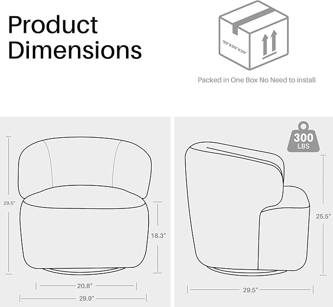 Swivel Accent Chair, Sherpa Teddy Barrel Chair for Living Room, Cozy Round Boucle Arm Chair, Metal Base for Club Nursery Bedroom, White
