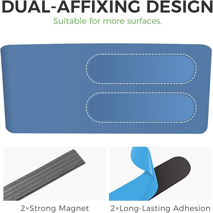 loukin Magnetic and Adhesive Marker Holder, Dry Erase Accessory Tray, Magnetic Storage Organizer for Whiteboard, Glass or Refrigerators (Blue)