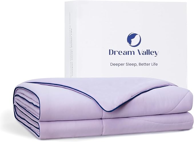 Dream Valley®Outlast®Cooling Comforter, NASA Temperature Regulation Technology Cooling Blanket, Q-Max 0.45 Everlasting Cooling for Night Sweats, Hot Sleepers, Lavender Fog, 60"x80"