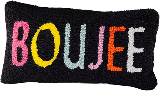 FURBISH Hook Decorative Throw Pillow - Boujee - 9"x16" - Small Embroidered Designer Pillow for Living Room, Couch, Sofa, Chair & Bed - Eclectic Home Decor