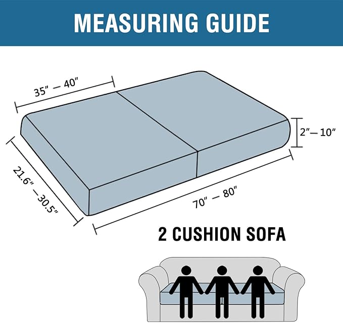 H.VERSAILTEX Super Stretch Individual Seat Cushion Covers - Thick Jacquard Textured Twill Fabric (2 Piece Large Sofa Cushion Covers, Chocolate)