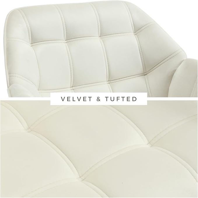 Modern Velvet Accent Chair with Ottoman, Upholstered Lounge Chair with Footrest, Comfy Living Room Chair with Gold Legs Accent Side Chair Armchair for Small Space Bedroom Apartment, Beige