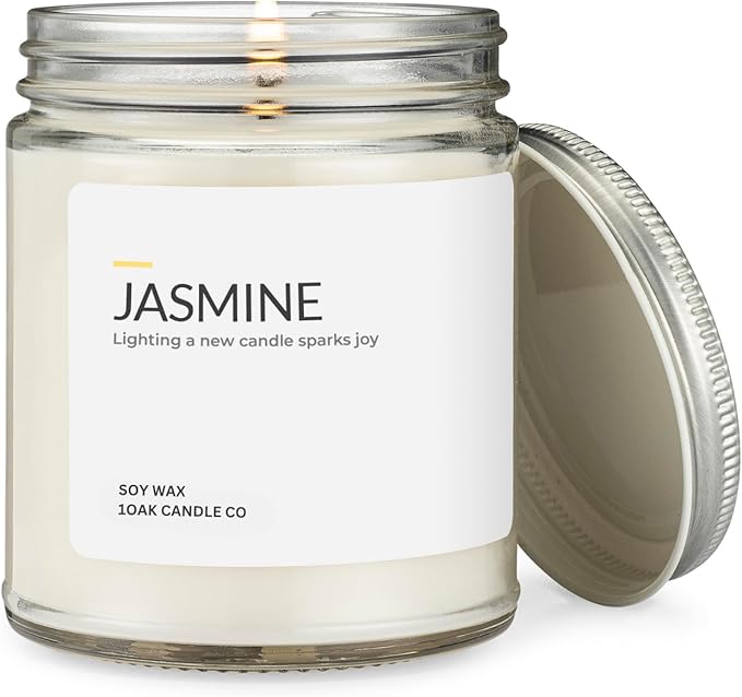 1OAK Jasmine Candle - Soy Wax Scented Candles (Jasmine) - Soy Candles for Home Scented - Long Burning Premium - Hand-Poured (7oz.)