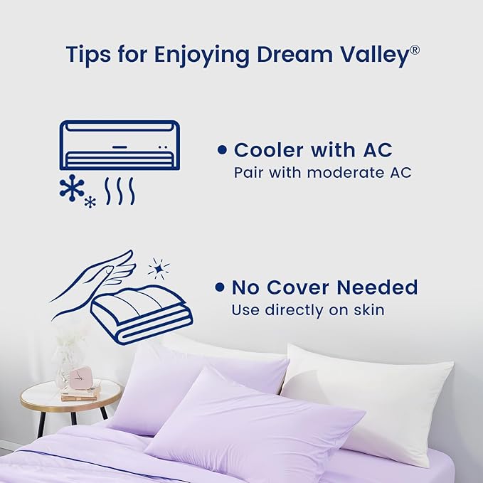 Dream Valley®Outlast®Cooling Comforter, NASA Temperature Regulation Technology Cooling Blanket, Q-Max 0.45 Everlasting Cooling for Night Sweats, Hot Sleepers, Lavender Fog, 60"x80"