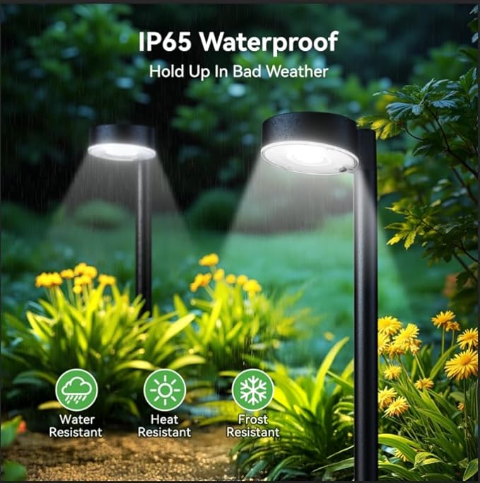 8 Pack Solar Pathway Lights Outdoor, 12 Brighter LED Solar Lights Outdoor Waterproof, Up to 12 Hrs Modern Path Light for Yard Garden Walkway Driveway Lawn, Cool White