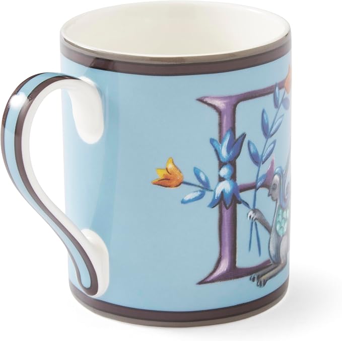 Spode Kit Kemp 12oz Mug in Fine China, E Initial - Custom Coffee Cup for Hot Beverages, Personalized Gift Idea for Her, Him, Friends, Coffee Lovers - Stylish Letter Mug for Daily Use, Dishwasher Safe