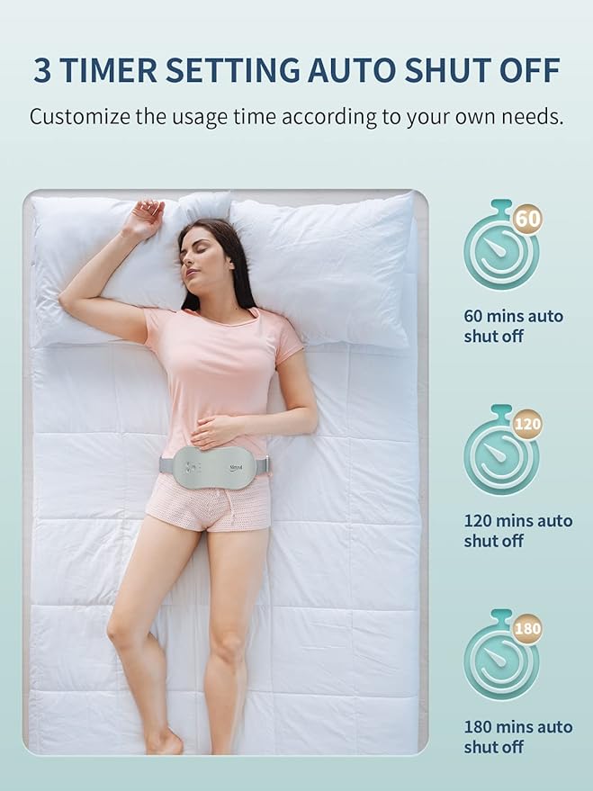 Slimpal Period Heating Pad for Cramps, FSA HSA Eligible, Portable Heat Pad for Menstrual Cramp Relief, Electric Cordless Heating Belt, 3 Timer Auto Off, Gifts for Women Girl, Light Grey