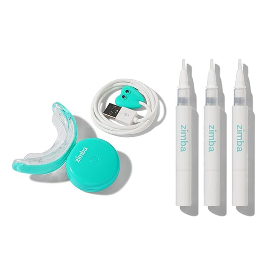 Zimba Supreme LED Teeth Whitening Kit with 3 Whitening Pens | LED Accelerator Light for Coffee, Wine, Soda, Tea, Tobacco, and Other Stains