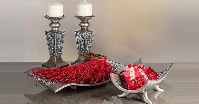 Creative Scents Schonwerk Silver Centerpiece Bowl - Coffee Table Decor - Centerpiece Table Decorations for Dining Room Living Room or Entry Table - Decorative Bowl - Best Wedding/Birthday Gift