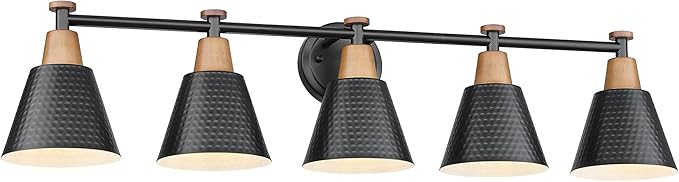 FEMILA 37.4" Black Vanity Light, Black Bathroom Light Fixture, Bathroom Lighting Fixtures Over Mirror with Matte Black Finish, 4FG59B-5W BK