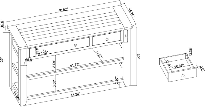 Solid Wood Console Table Sofa Table with Storage Drawers and Bottom Shelf Entryway Table for Entry Hallway Foyer Sofa Couch Table,Fully Assembled (48.8" Green)