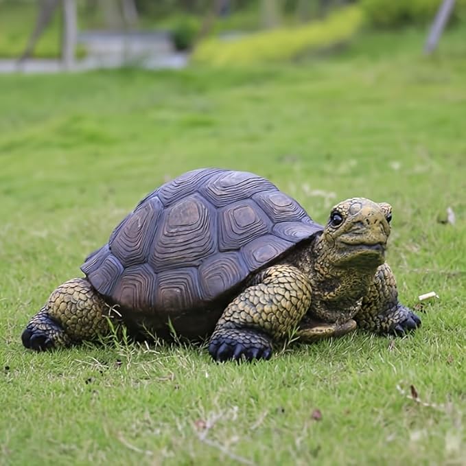 Weather-Resistant Resin Turtle Statue Decoration, Exquisite Handicraft, Artistic Simulation Animal Sculpture, Suitable for Outdoor Gardens, Courtyards, Ponds, Colorful Holiday Decoration Gifts