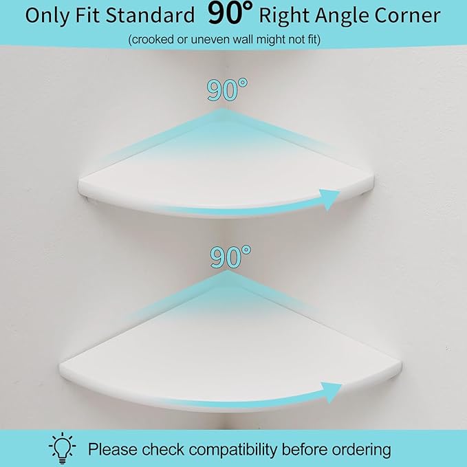 Corner Shelves, Floating Corner Shelf, Set of 3 Solid Oak Wood Corner Wall Shelves, Round End with Wire Hole Shelving for Small Plant for Bedroom Kitchen, Living Room (Size 9/10/12in)