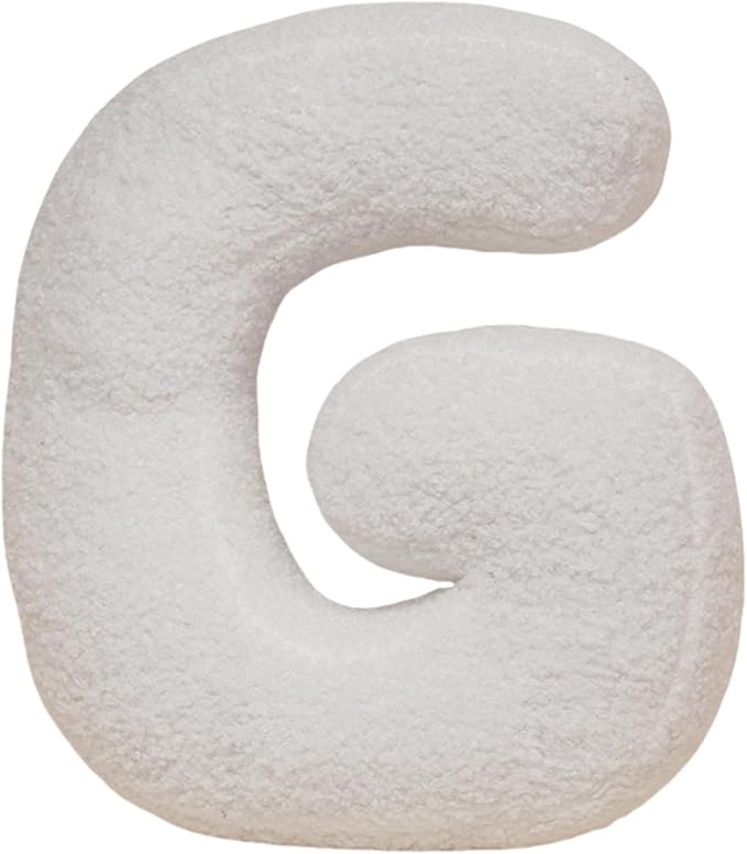 MOJUN Letter Plush Pillow, Soft Sofa Cushion Nursery Decor Kids Room Throw Pillow Cute A to Z Initial Letter Pillow Alphabet Cushion for Sofa Couch Living Room Bed Car Decoration, G