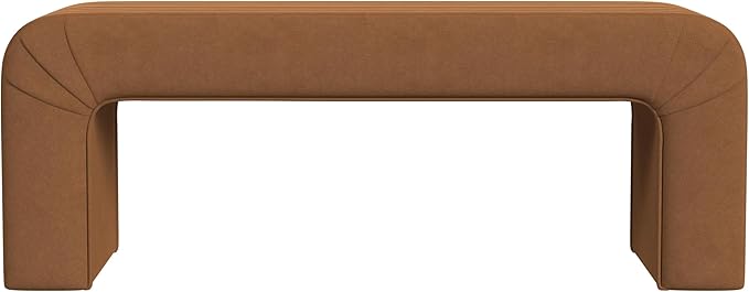 Modern Arch Channel Bedroom Bench Ottoman, 48" Entryway Bench and Shoe Rack, Soft Cushion Bench for Bedroom End of Bed, Ottoman Bench for Living Room, Bedroom, Entryway (Beach Rust Velvet)