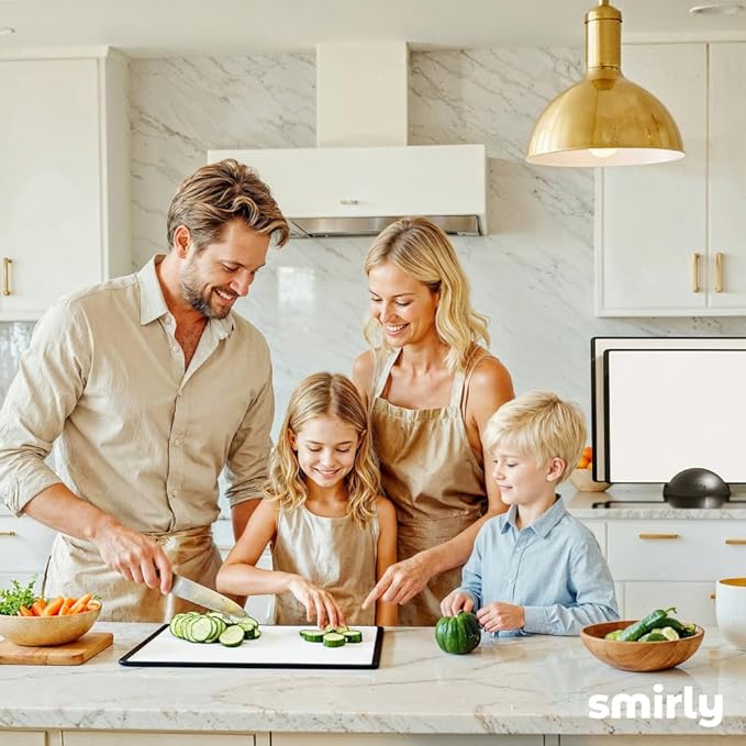 SMIRLY Plastic Cutting Board Set with Holder 3 Pieces, Non-Slip Dishwasher Safe Chopping Boards for Kitchen, Black & White