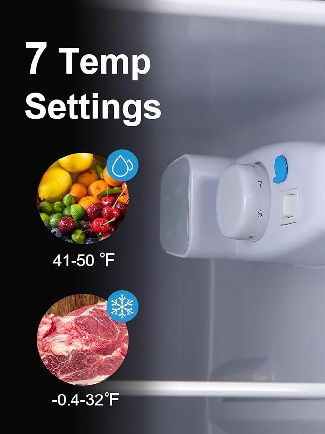 3.5 Cu.Ft Refrigerator 2 Door 7 Level Adjustable Thermostat Control Top-Freezer Refrigerator Lock Fresh Energy Saving Black (KB03-FLS-80-BLACK)