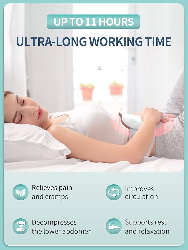 Slimpal Heating Pad for Period Cramps, Portable Cordless Electric Heating Pad for Menstrual Pain Relief Heat Belt, Rechargeable Wearable Heat Pad Gifts for Her Women Girl Wife Girlfriend, White