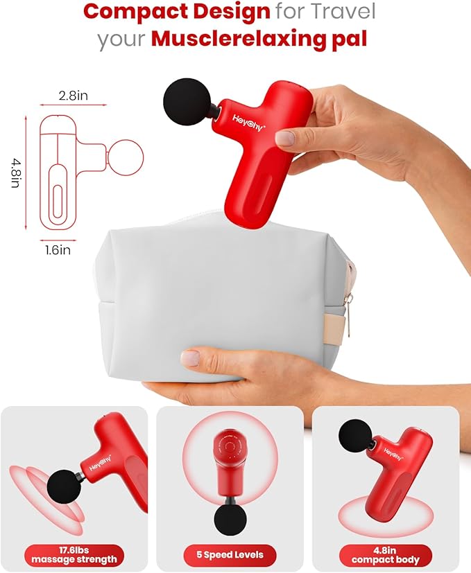 Super Mini Massage Gun, Deep Tissue Massager, Compact Travel Massage Gun, Full Body Recovery and Relief for Outdoors, USB Charging,5 Speeds, 2025 Gifts for Man&Women