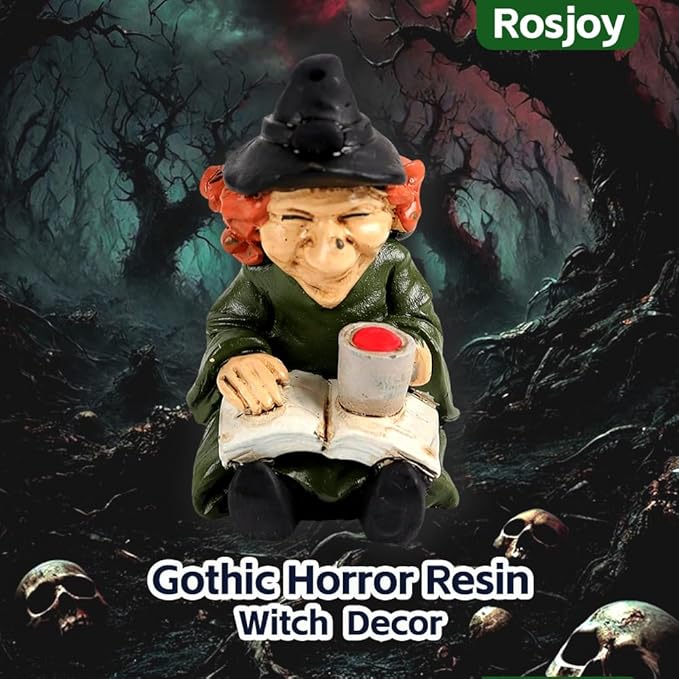 Halloween Fun Miniature Witch Figurine,Gothic Horror Resin Witch Decor,for Bookshelf Decor,Desk Trinkets,Collectible,Party Gifts