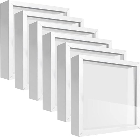 5x5 White Small Shadow Box Frame Display Case , Display Case Box for Memorabilia, Medal, Wedding Memories, Crafts, Tickets and Photos (6packs-White, 5x5)